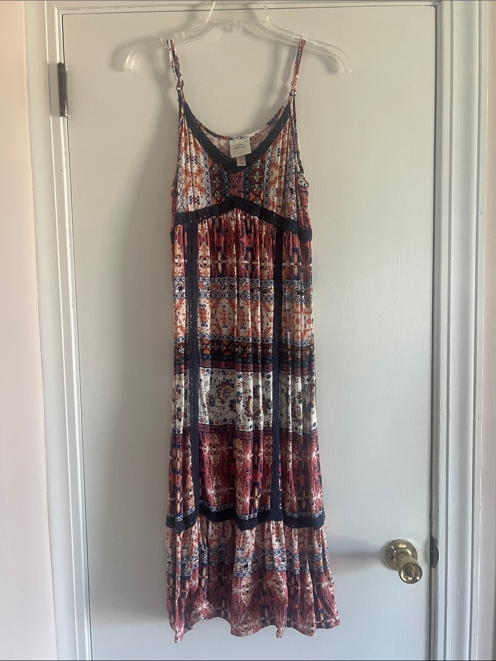 Knox Rose Red, Navy & White Boho Midi Dress